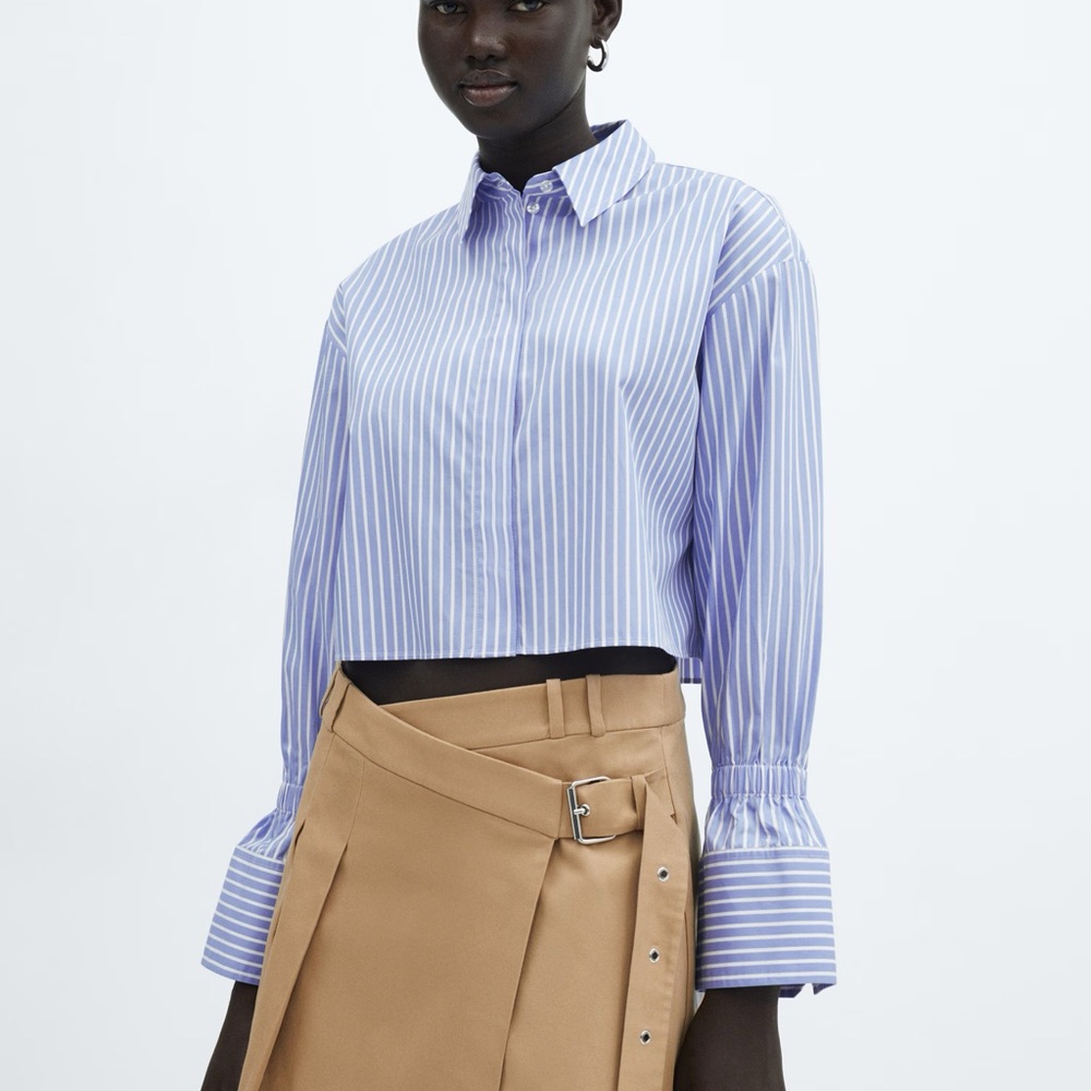 Mango Tan Asymmetrical Wrap Mini Skirt
